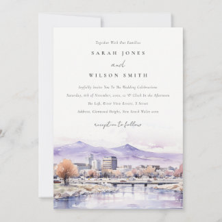 Boise, Idaho Watercolor Landscape Wedding Invitation
