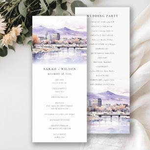 Boise, Idaho Watercolor Landscape Wedding Program Invitation