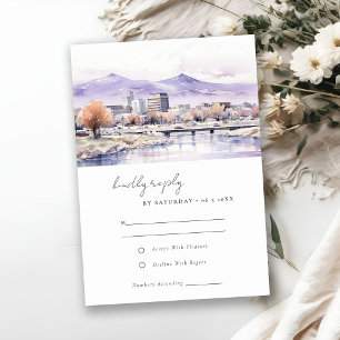 Boise, Idaho Watercolor Landscape Wedding RSVP Card