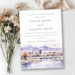 Boise Idaho Watercolor Scape Wedding Anniversary Invitation