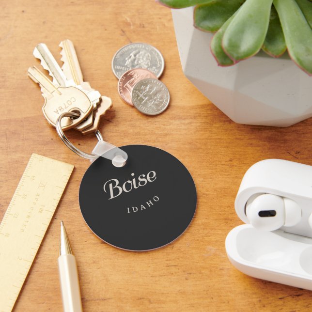 Boise Idaho White Font Key Ring (Desk)