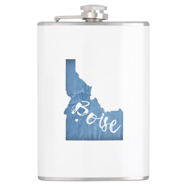 Boise, Idaho Wood Grain Hip Flask (Front)