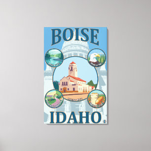 Boise, IdahoScenic Travel Poster Canvas Print