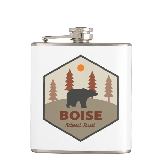 Boise National Forest Idaho Bear Hip Flask (Front)