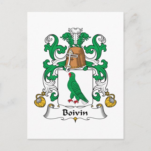 Boivin Family Crest Postcard (Front)