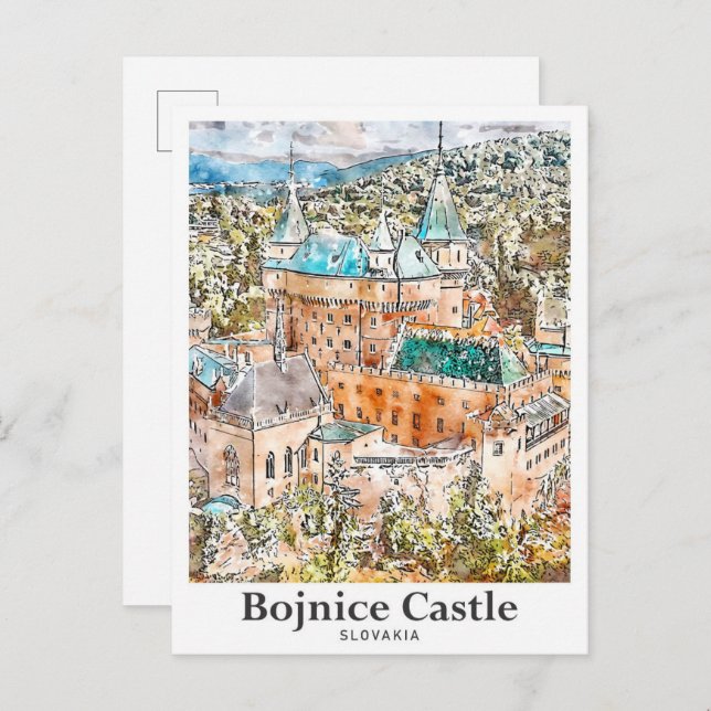 Bojnice Castle Slovenia Travel Watercolor Sketch Postcard (Front/Back)
