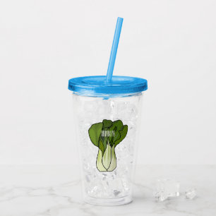 Bok choy cartoon illustration acrylic tumbler
