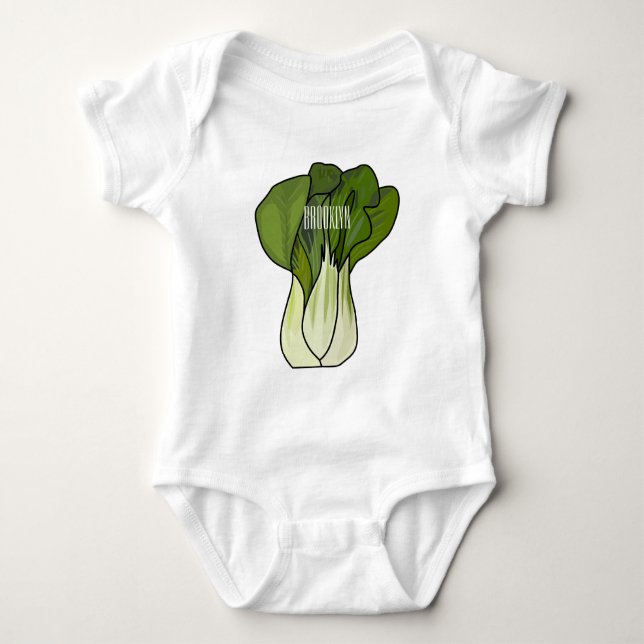 Bok choy cartoon illustration  baby bodysuit (Front)