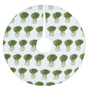 Bok choy cartoon illustration  brushed polyester tree skirt
