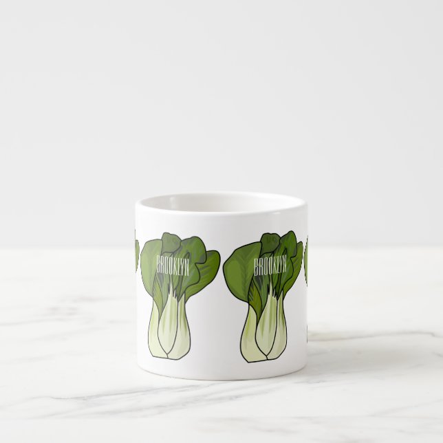 Bok choy cartoon illustration  espresso cup (Front)
