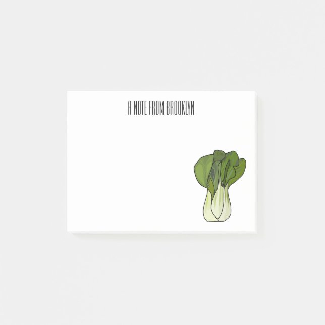 Bok choy cartoon illustration  post-it notes (Front)