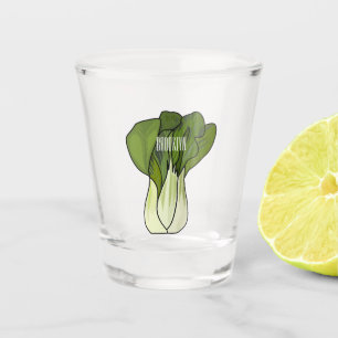 Bok choy cartoon illustration shot glass