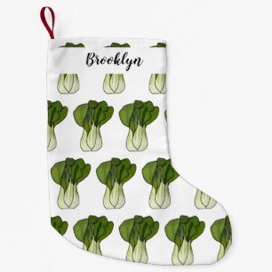 Bok choy cartoon illustration small christmas stocking