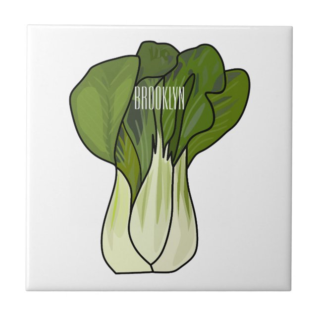 Bok choy cartoon illustration  tile (Front)