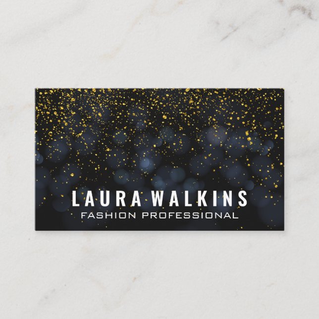 Boke Dark Blue | Gold Speckled Business Card (Front)