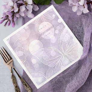 Bokeh and Butterfly Quinceanera Lavender ID1030 Napkin