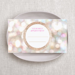 Bokeh and Rose Gold Sequin Hair Salon Appointment Card
