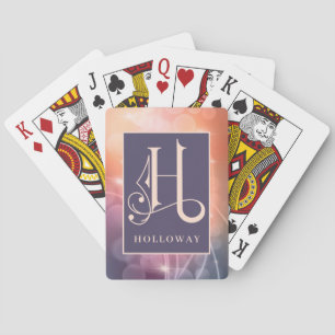 Bokeh Background H Monogram, Personalise Playing Cards