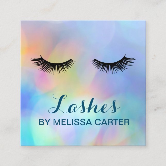 Bokeh Beauty Salon Makeup Artist Lash Extensions Square Business Card (Front)