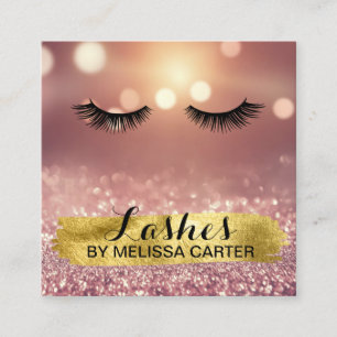 Bokeh Beauty Salon Makeup Artist Lash Extensions Square Business Card