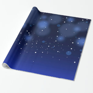Bokeh Blue Abstract Starry Sky Wrapping Paper