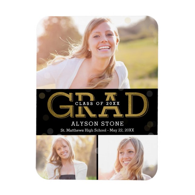 Bokeh Collage EDITABLE COLOR Graduation Magnet (Vertical)