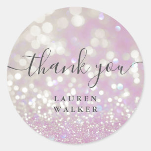 bokeh crystal glitter monogram thank you Sticker