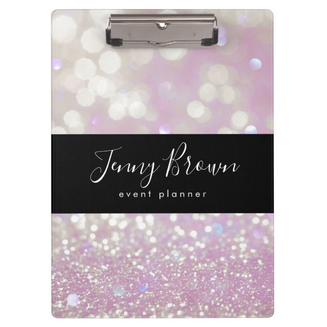 bokeh crystal glitter pastel monogram Clipboard (Front)
