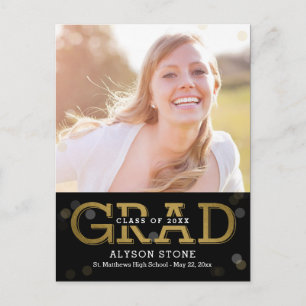 Bokeh EDITABLE COLOR Photo Graduation Postcard
