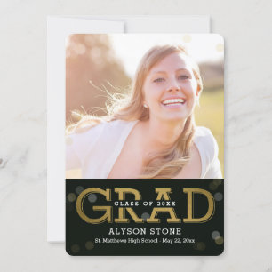 Bokeh Editable Colour Photo Graduation Invitation