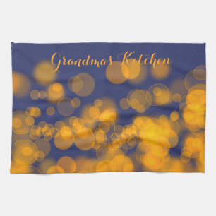 Bokeh effect texture. text. tea towel