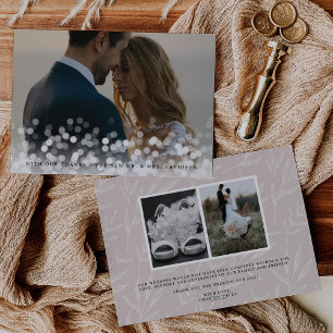 Bokeh Flare Wedding Photo Thank You Card