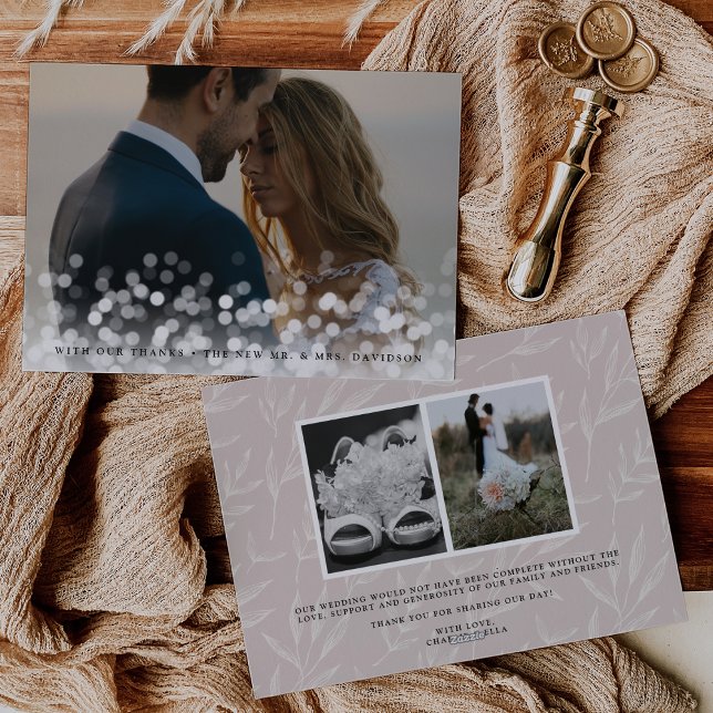 Bokeh Flare Wedding Photo Thank You Card (Creator Uploaded)