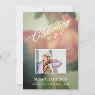 Bokeh Garden Rose Celebration of Life Program Invitation