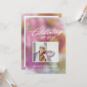 Bokeh Garden Zinnia Celebration of Life Program Invitation