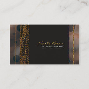 Bokeh Glam Brown Beige & Gold Chic Business Cards