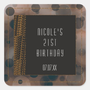 Bokeh Glam Brown Beige & Gold Favour Stickers