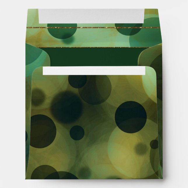 Bokeh Glam Green & Gold Invitation Envelopes (Back (Bottom))