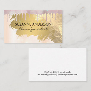 Bokeh Glow Drip   Gold Foil Business Card