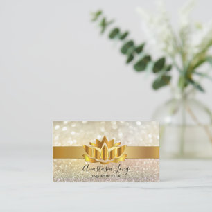 Bokeh Gold, Lotus Flower Yoga Instructor Business Card