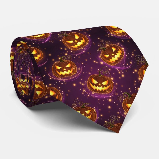 Bokeh Halloween | Glowing Jack-O’ Lantern (2) Tie (Rolled)