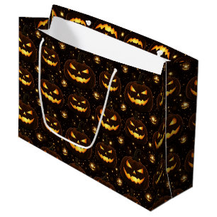 Bokeh Halloween Glowing Jack-O’ Lantern (3) Large Gift Bag