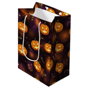 Bokeh Halloween Glowing Jack-O’ Lantern (4) Medium Gift Bag