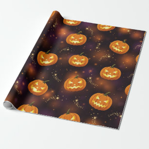 Bokeh Halloween   Glowing Jack-O’ Lantern (4) Wrapping Paper
