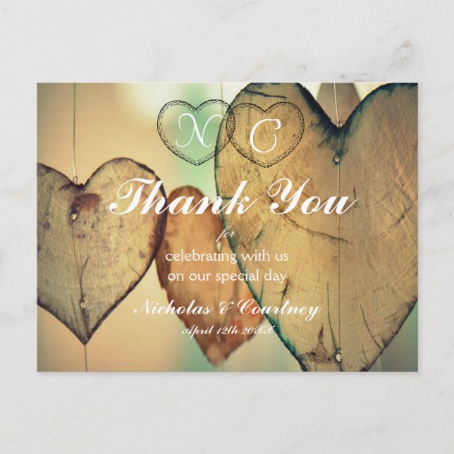 Bokeh Hearts Thank You Card (Front)