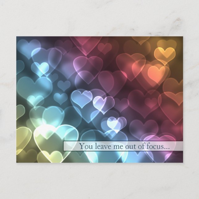 Bokeh Hearts Valentine Postcard (Front)