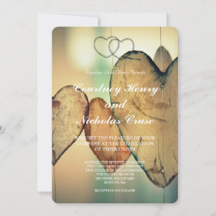 Bokeh Hearts Wedding Invitation
