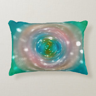 Bokeh light, shimmering blur spot lights on multic decorative cushion