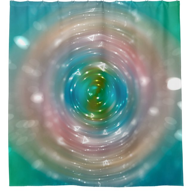 Bokeh light, shimmering blur spot lights on multic shower curtain (Front)