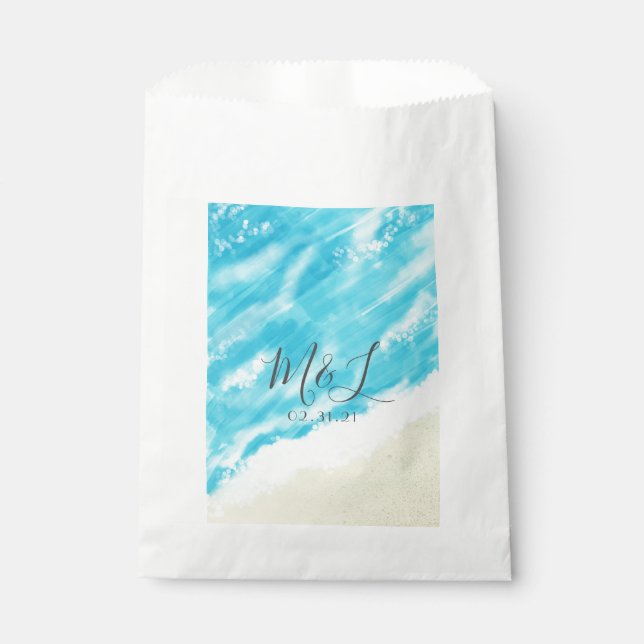 Bokeh Lights Modern Beach Wedding Favour Bags (Front)